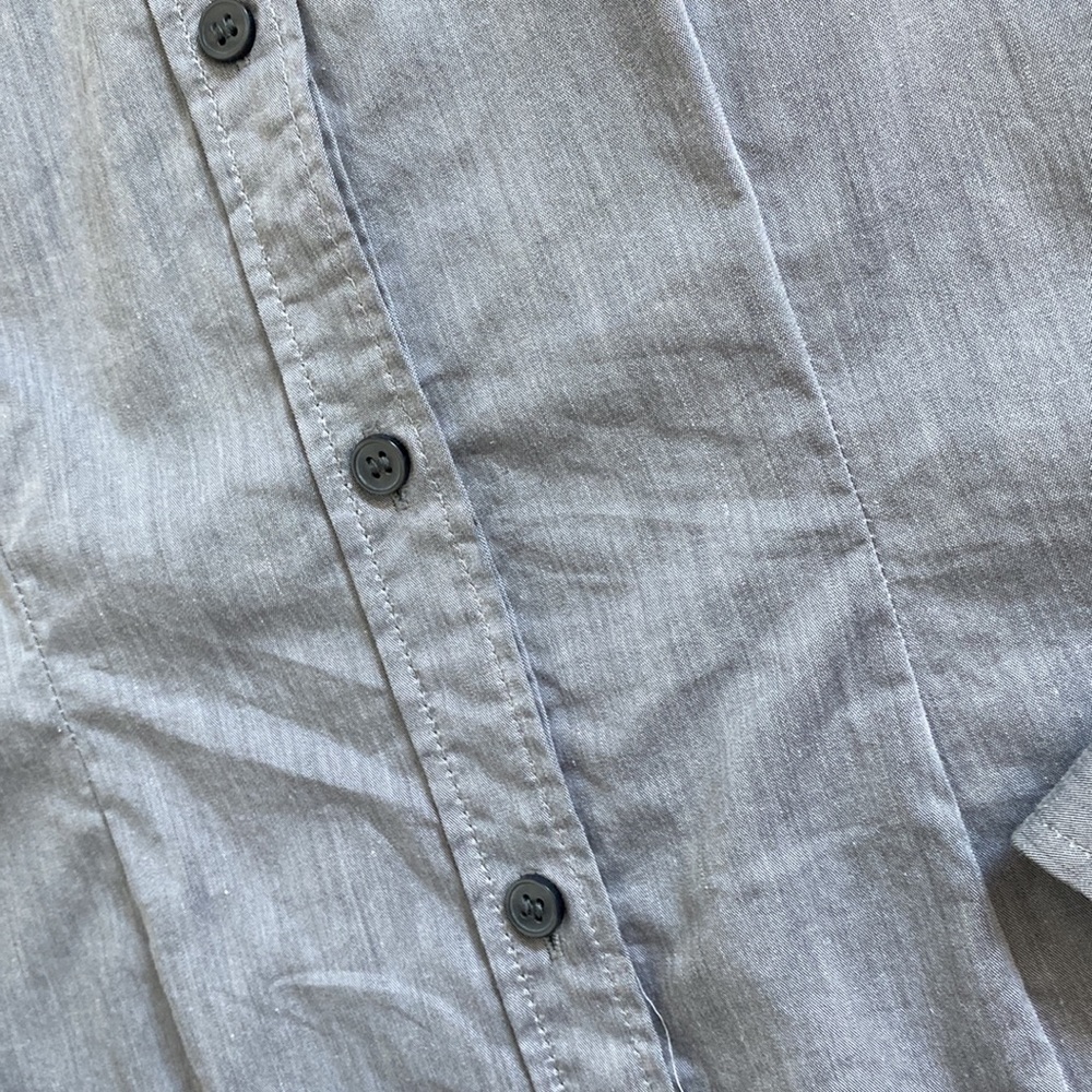 Button Down Stretch Collared Shirt - Grey - image 3
